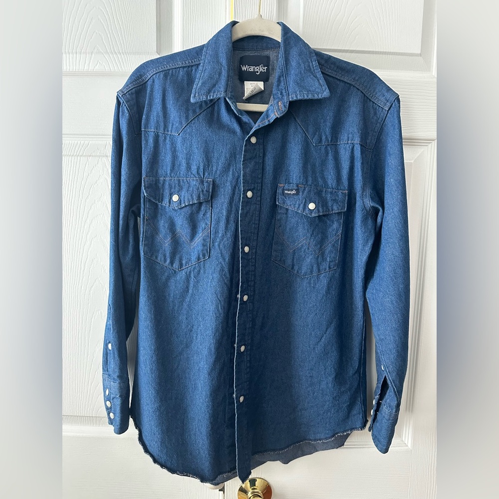 Vintage Wrangler Denim Western Snap Button Shirt Men’s M